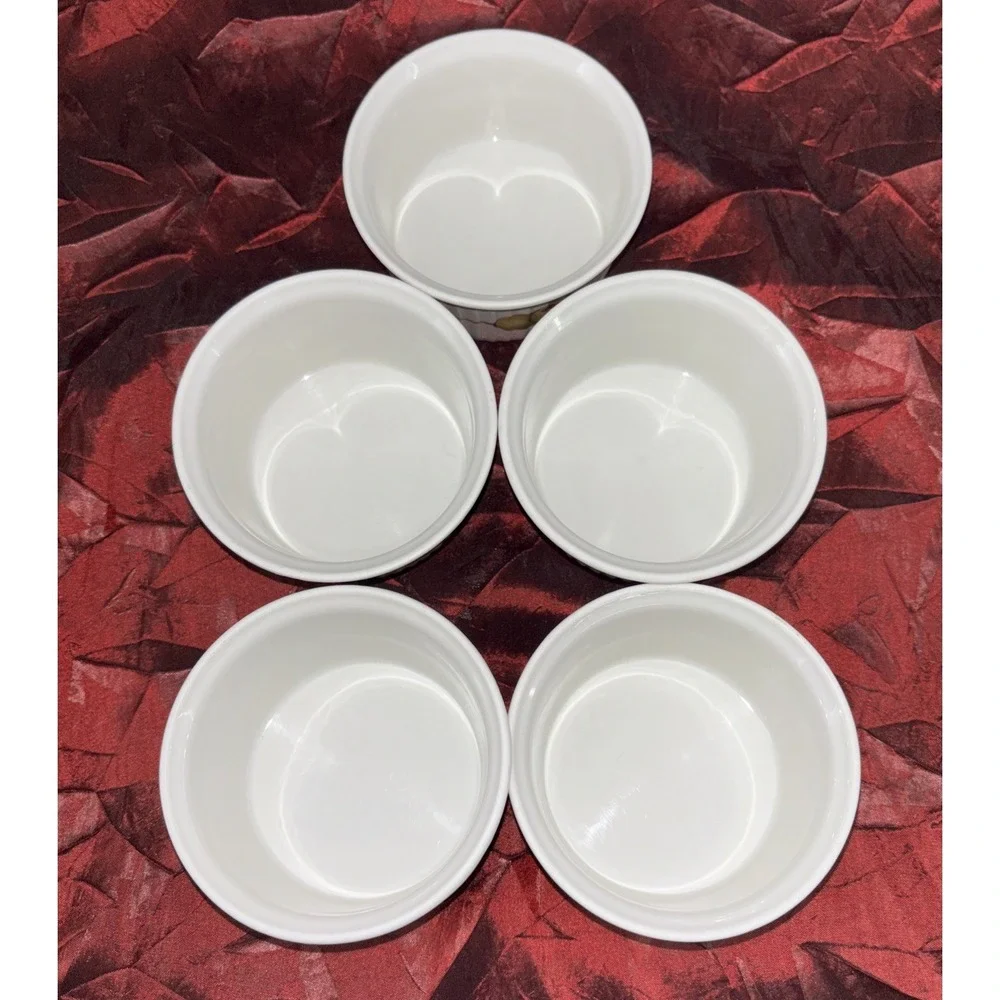 Royal Worcester Evesham Gold Ramekins (5) England Porcelain Berries Olives EUC